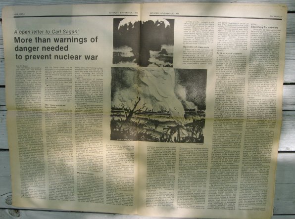 Open letter to Carl Sagan about the nuclear threat, The People, Nov. 26, 1983